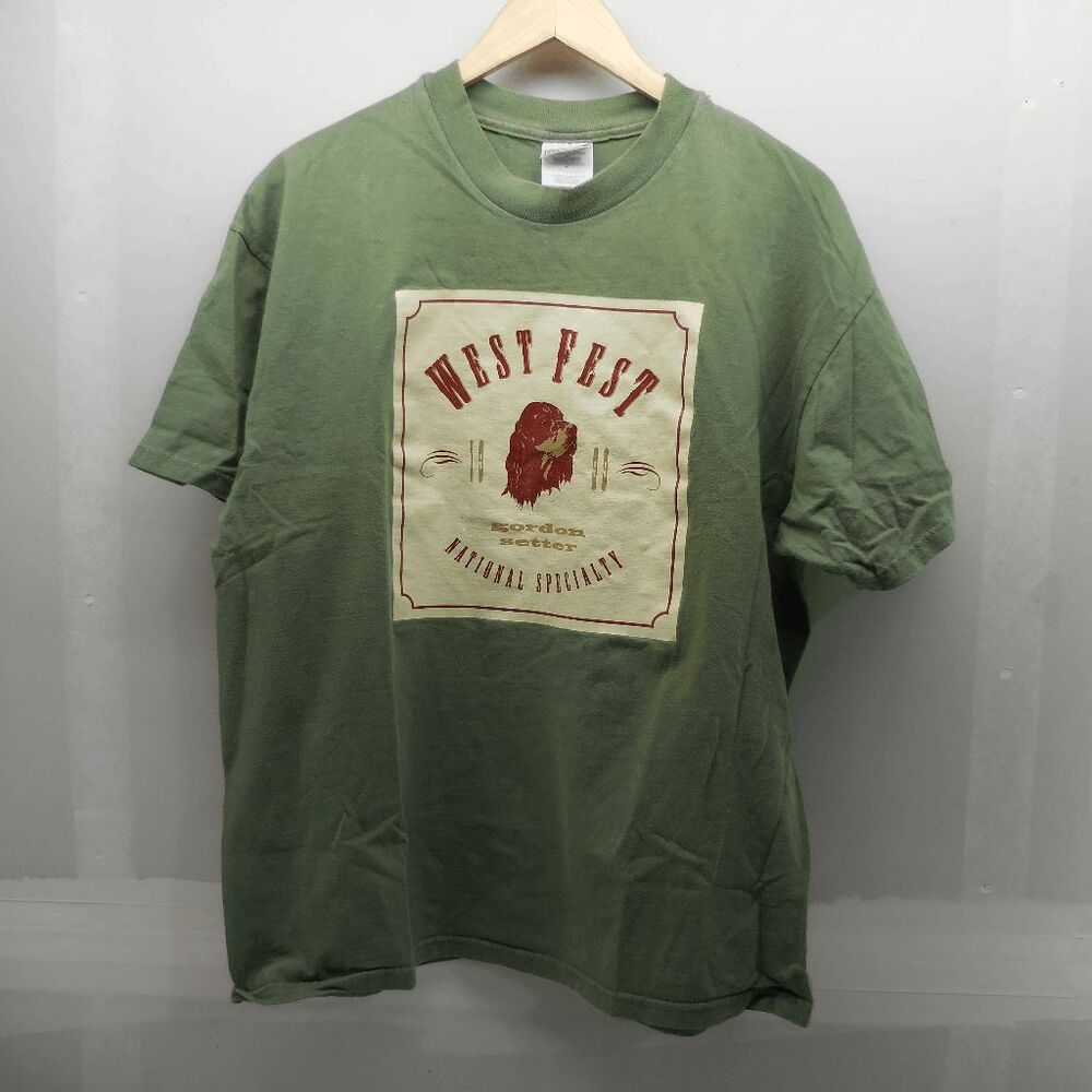 Vintage West Fest Gordan Setter National Specality Shirt Green Size XL EUC